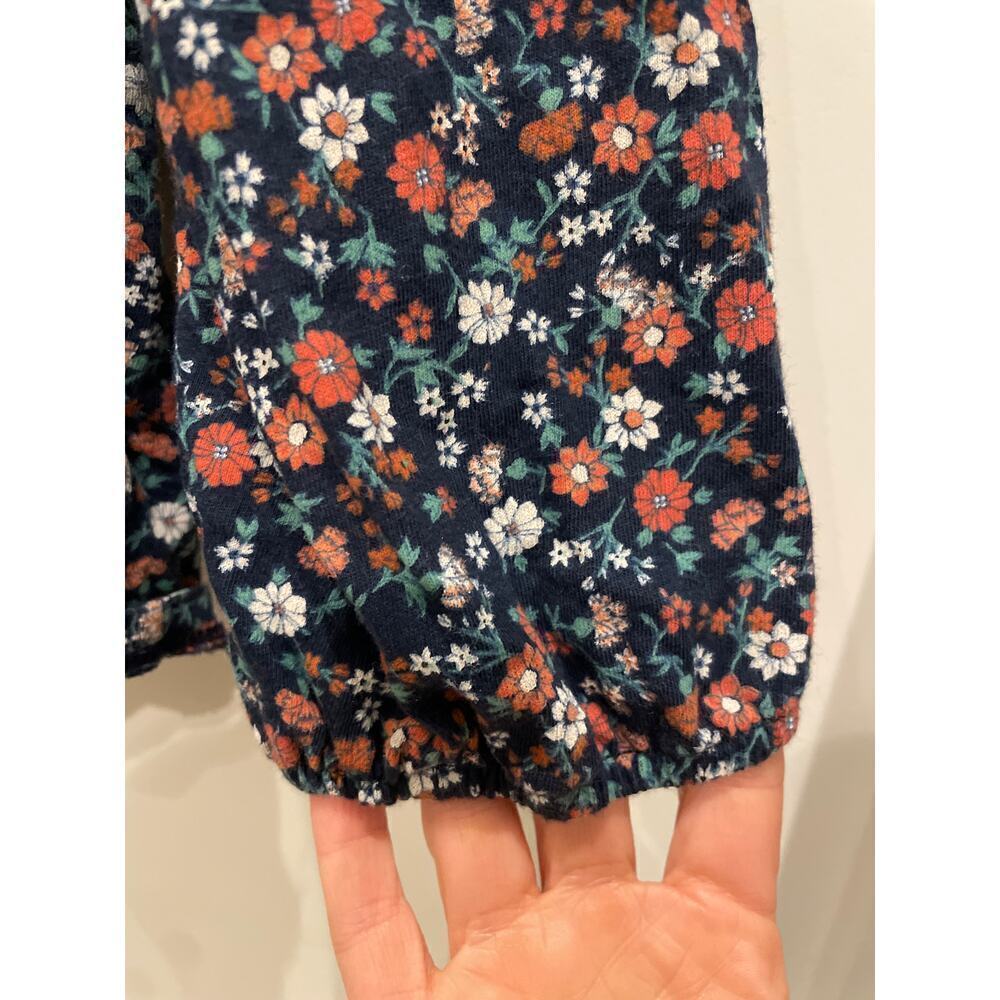 Lucky Brand Navy Ditsy Floral Peasant Long Sleeve Square Neck Blouse, XXL - Picture 4 of 5
